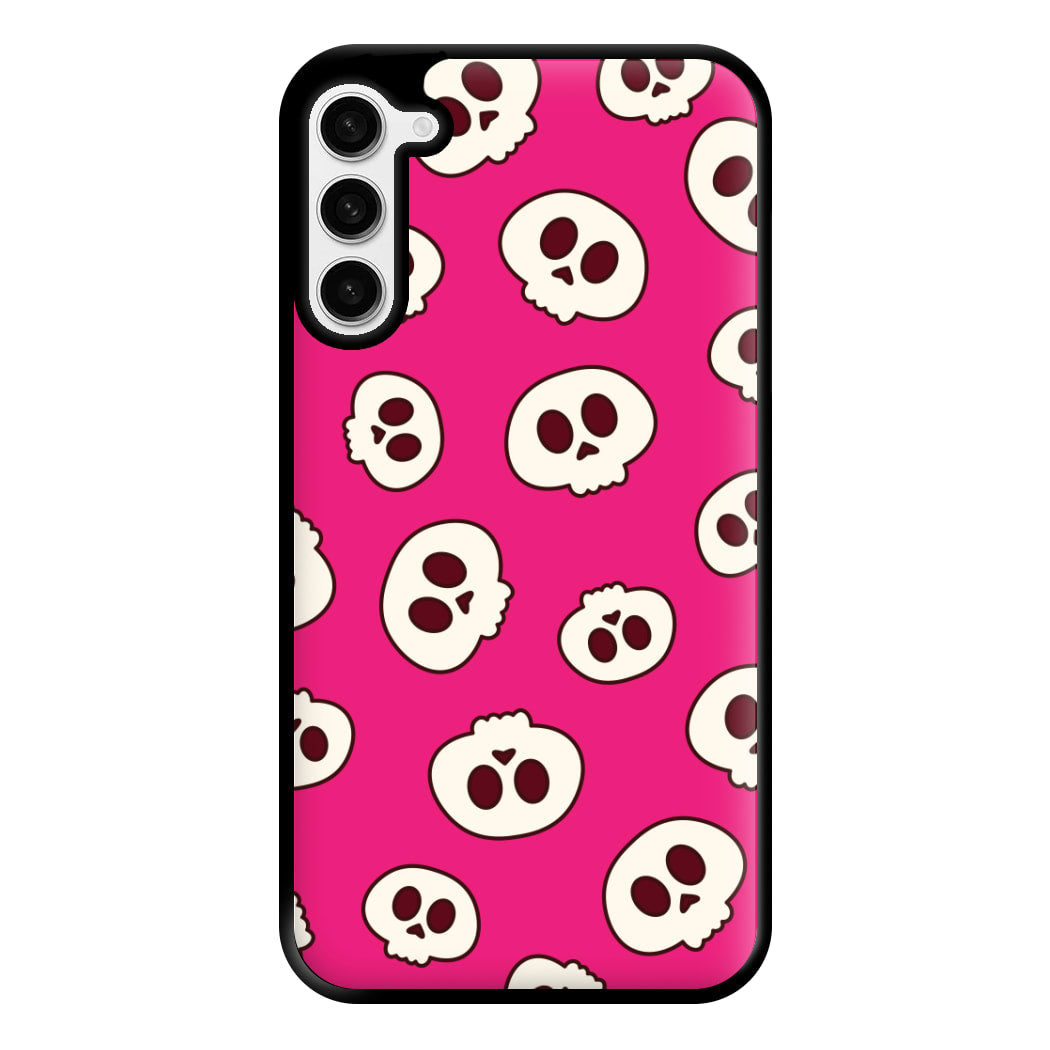 Pink Skulls Pattern Galaxy S23 Plus Case