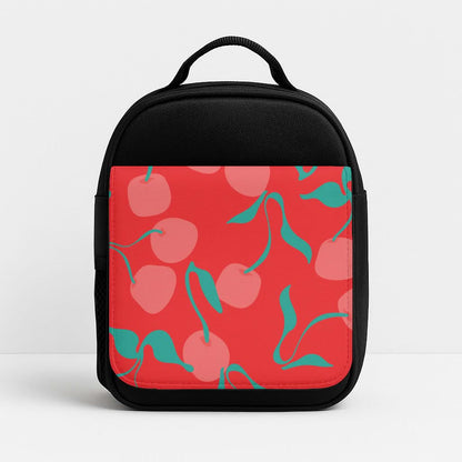 Red Abstract Cherries Pattern Insulated Lunch Bag