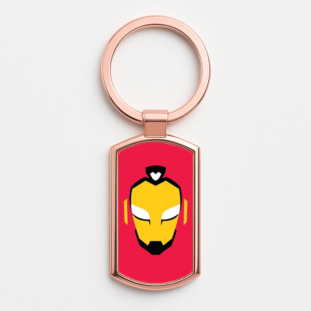 Metal Heart Hero Face Rose Gold Keyring