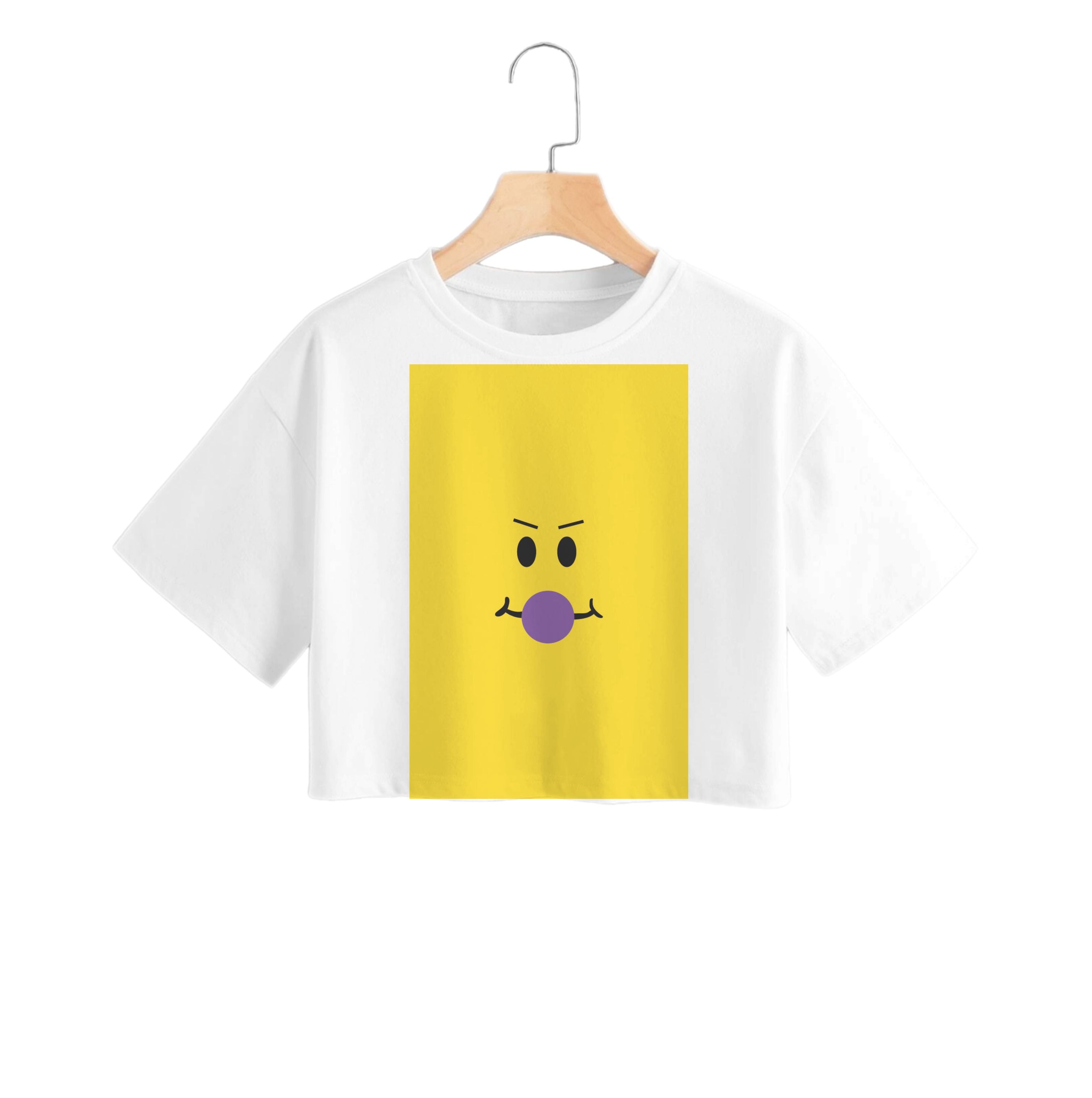 Yellow Face Purple Crop Top