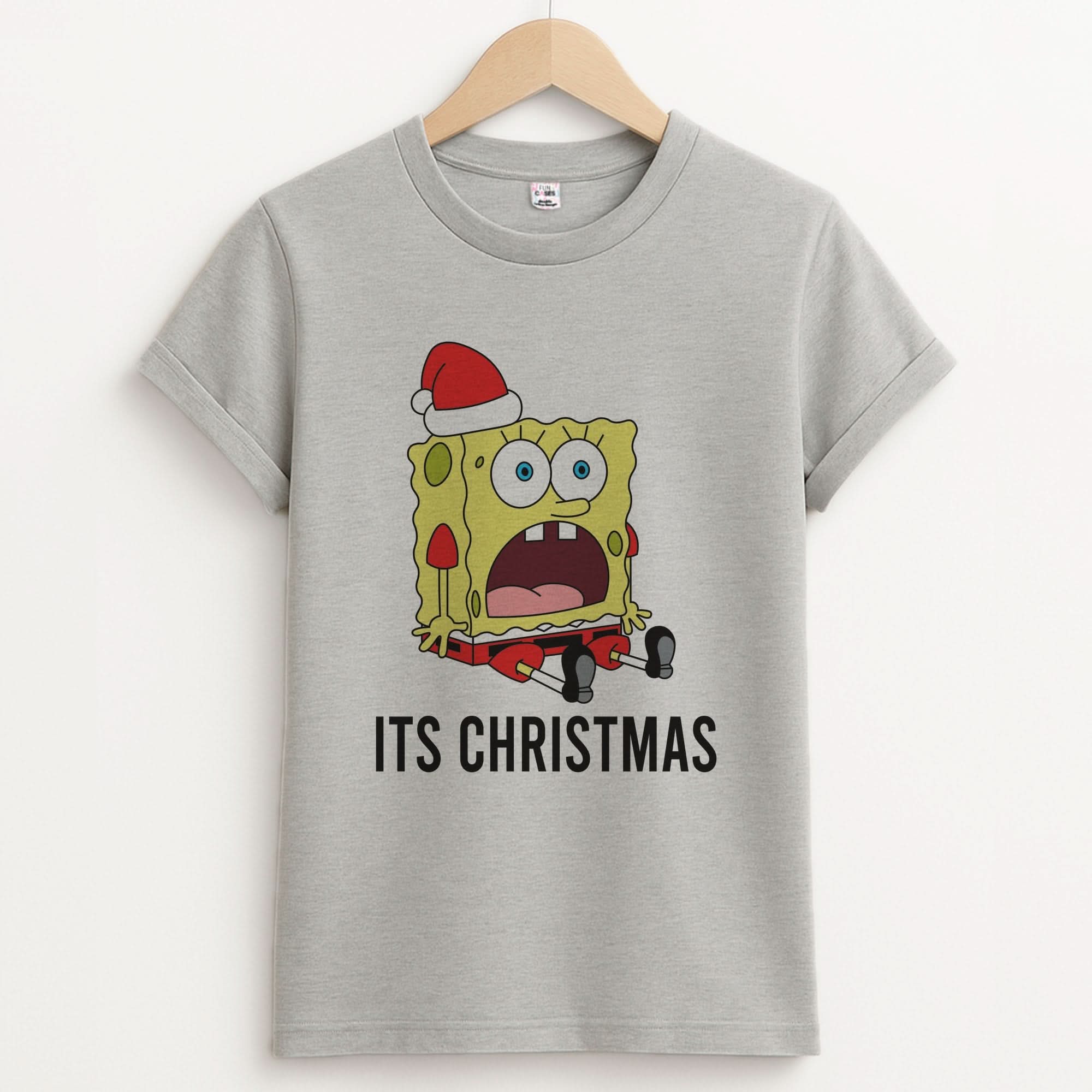 It's Christmas Cartoon Sponge Unisex Grey T-Shirt