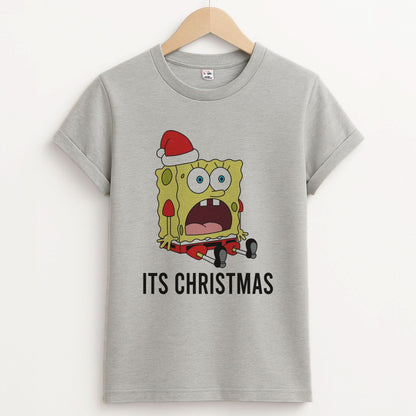 It's Christmas Cartoon Sponge Unisex Grey T-Shirt
