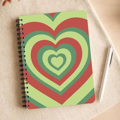 Red And Green Trippy Heart Christmas Pattern Notepad
