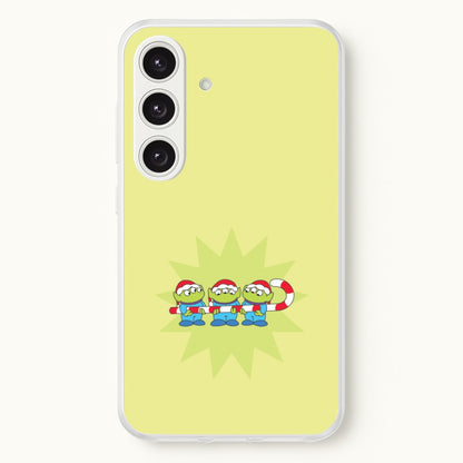 Cute Green Aliens Candycane Galaxy S25 Plus Case