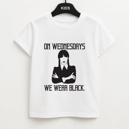 On Wednesdays We Wear Black Kids Unisex T-Shirt