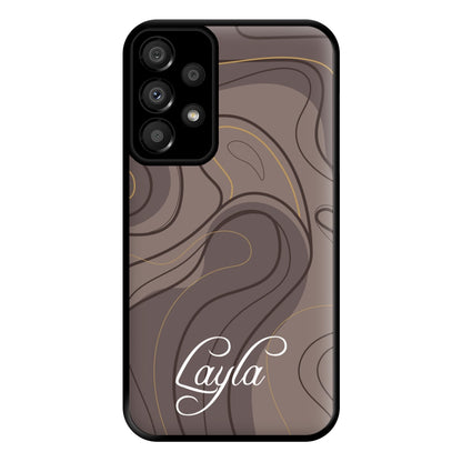 Brown Marble Waves Personalised Name Galaxy A33 Case