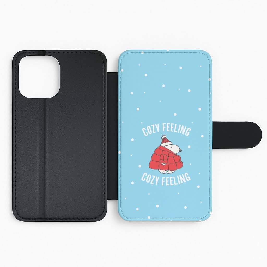 Cozy Feeling Cartoon Beagle Puffer Jacket Flip Phone Case