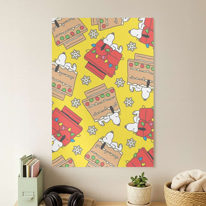 Cartoon Beagle Fairylights And Gingerbead Pattern Poster