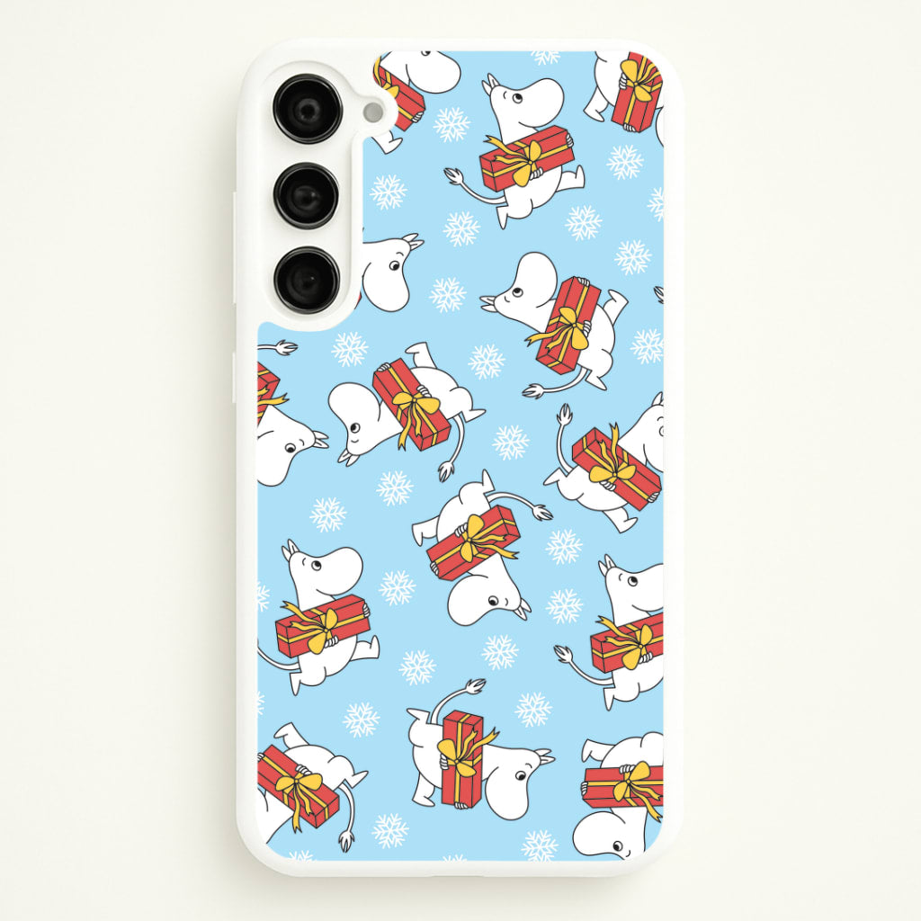 Present And Snowflakes Moom Pattern Galaxy S23 Plus Case