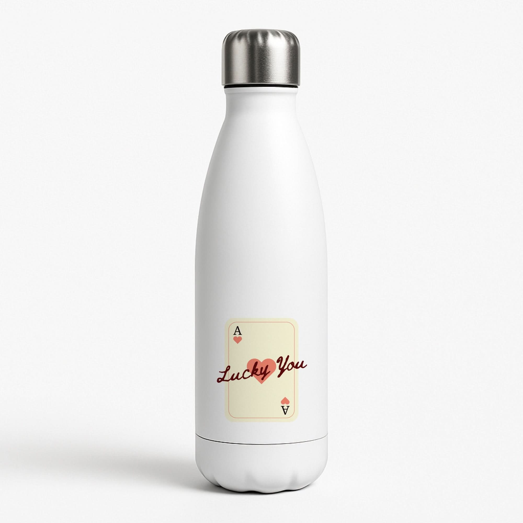 Lucky You Card White Water Bottle