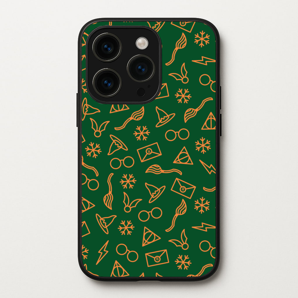 Christmas Wizard Icons Pattern iPhone 14 Pro Case