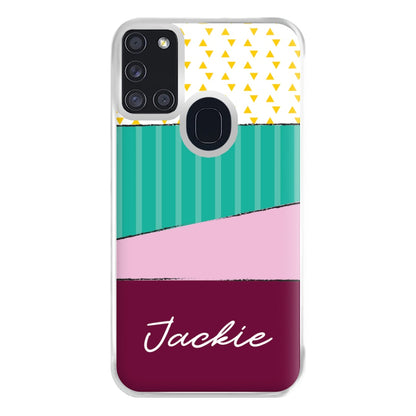 Geometric Patterns Personalised Name Galaxy A21s Case