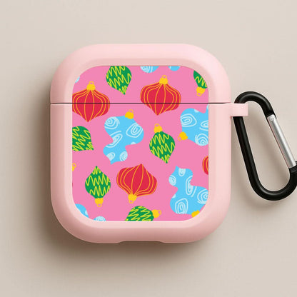 Abstract Christmas Baubles Pattern Pink AirPods Case