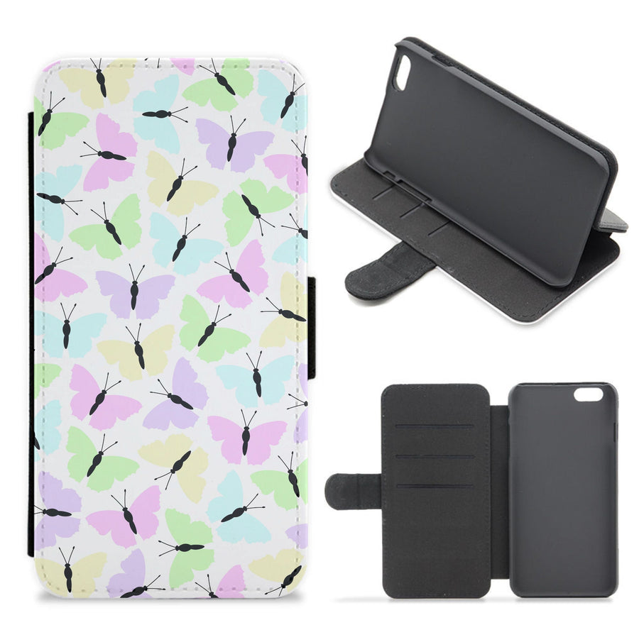 Multi Coloured Butterfly - Butterfly Patterns Flip / Wallet Phone Case
