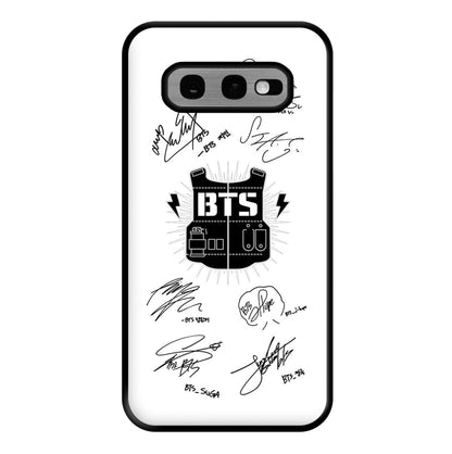 White K-Pop Band Army Logo and Signatures Phone Case