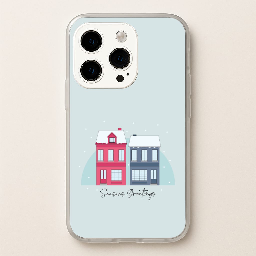 Seasons Greetings Winter Townhouses iPhone 14 Pro Case