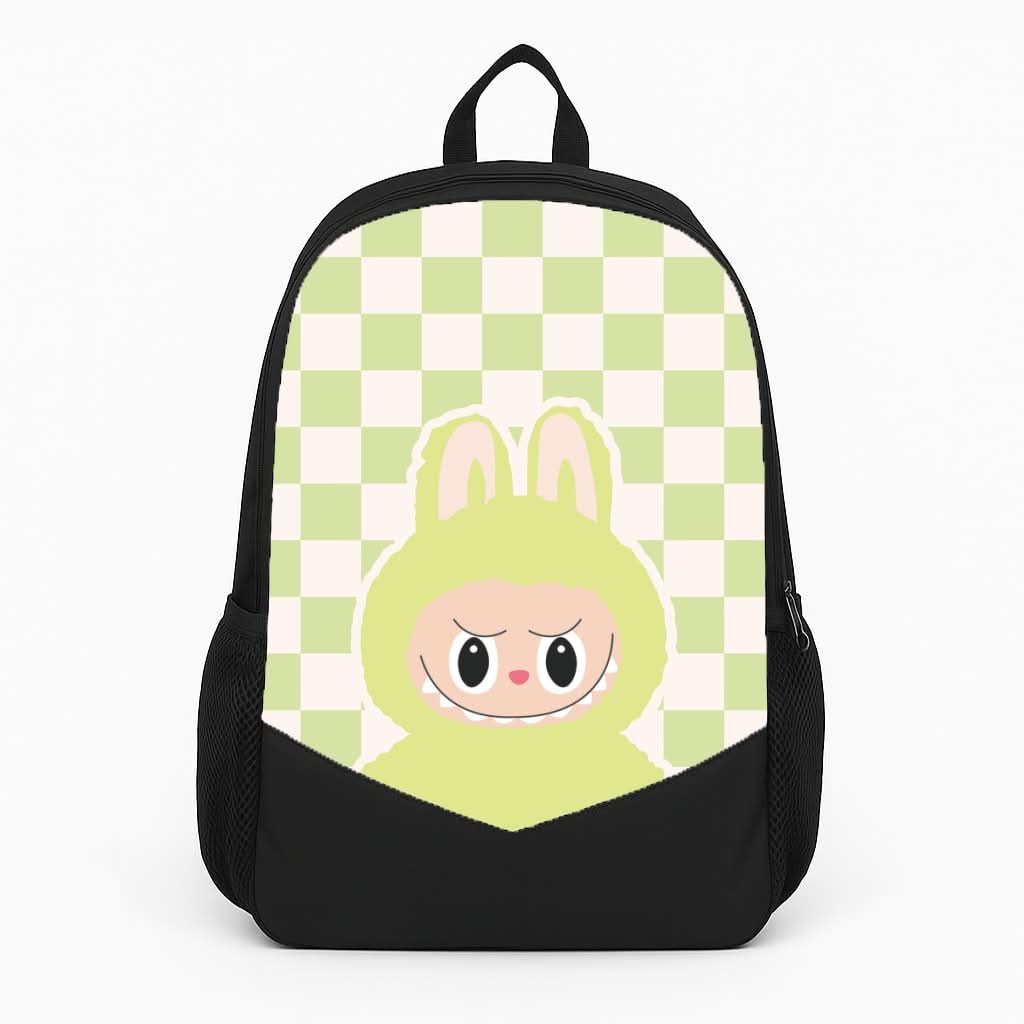 Checkered Cute Green Monster  Backpack