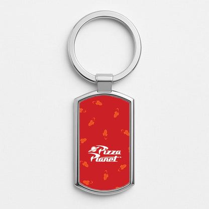 Pizza Planet Pattern  Silver Metal Keyring