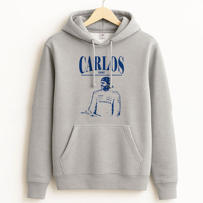 Carlos White And Blue Unisex Grey Hoodie