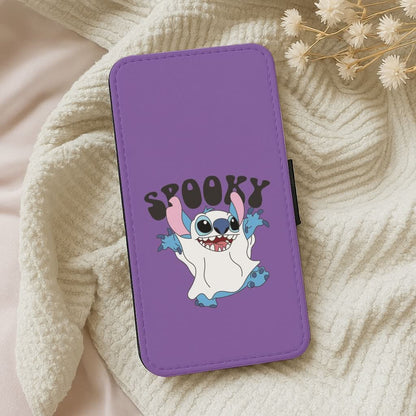 Spooky Cute Blue Alien Leather Phone Case