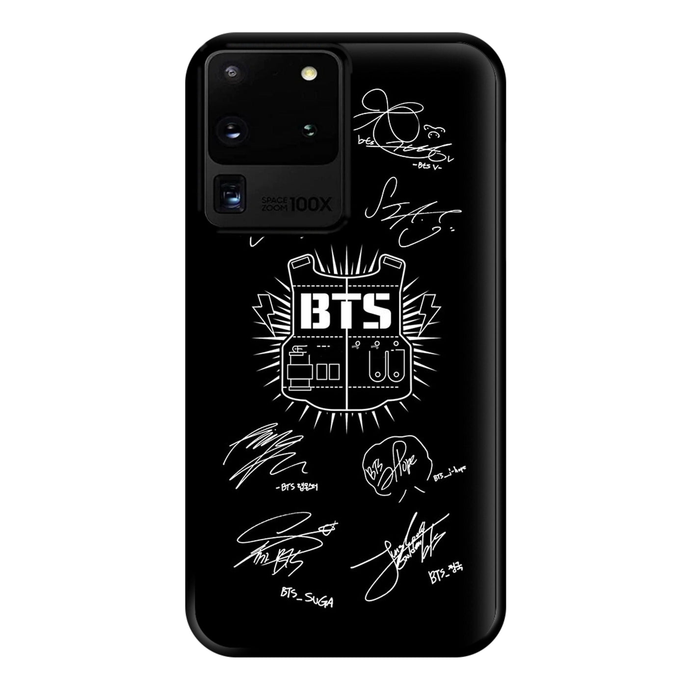 Black BTS Army Logo and Signatures Phone Case