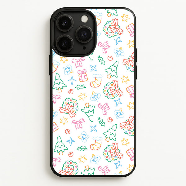 Neon Christmas Icons Pattern II iPhone 11 Pro Max Case