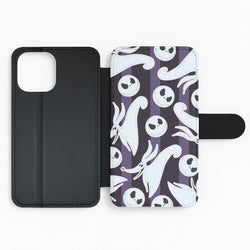 Skeleton Dog And Face Pattern Flip Phone Case