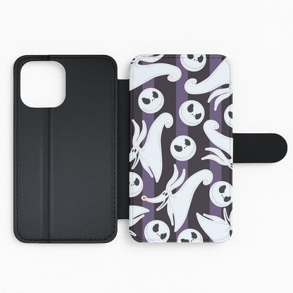 Skeleton Dog And Face Pattern Flip Phone Case