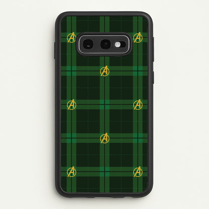 Superhero Team Green Tartan Pattern Galaxy S10e Case