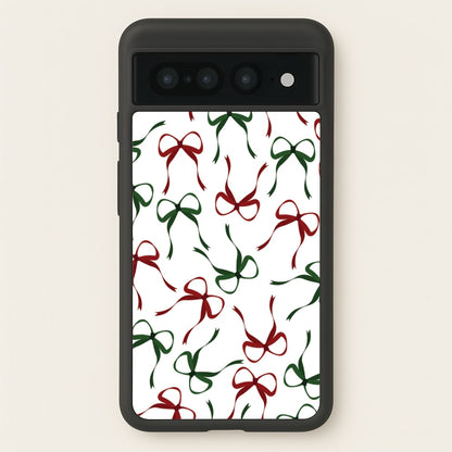 Red And Green Coquette Christmas Bows Pattern Google Pixel 7 Pro Case