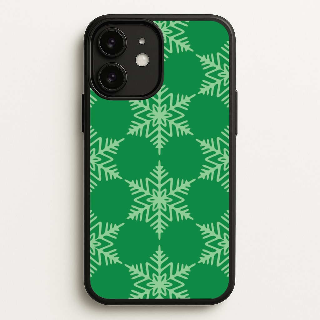 Green Giant Snowflakes Christmas Pattern iPhone 11 Case