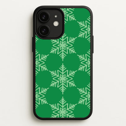 Green Giant Snowflakes Christmas Pattern iPhone 11 Case