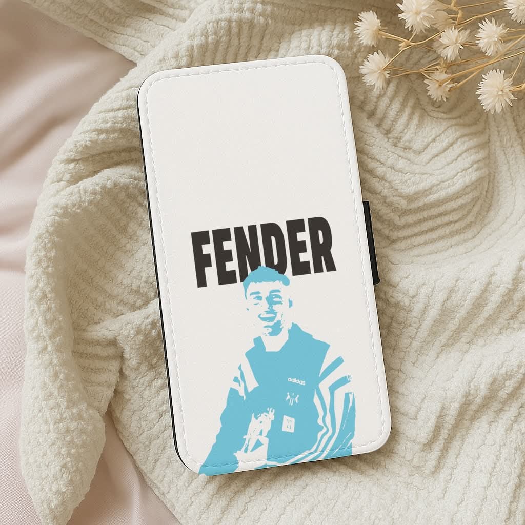 Fender Silhouette Blue Leather Phone Case