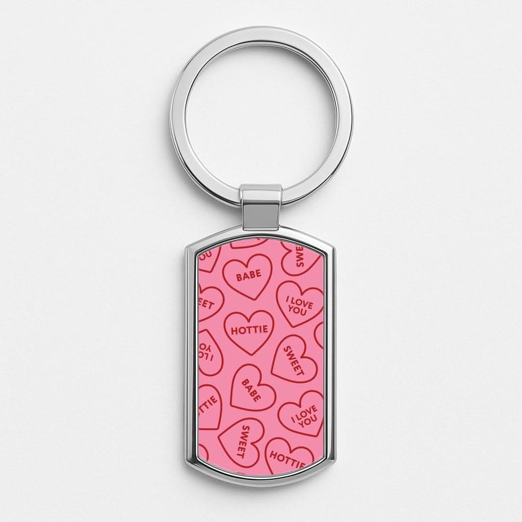 Quote Love Hearts Pattern Luxury Keyring