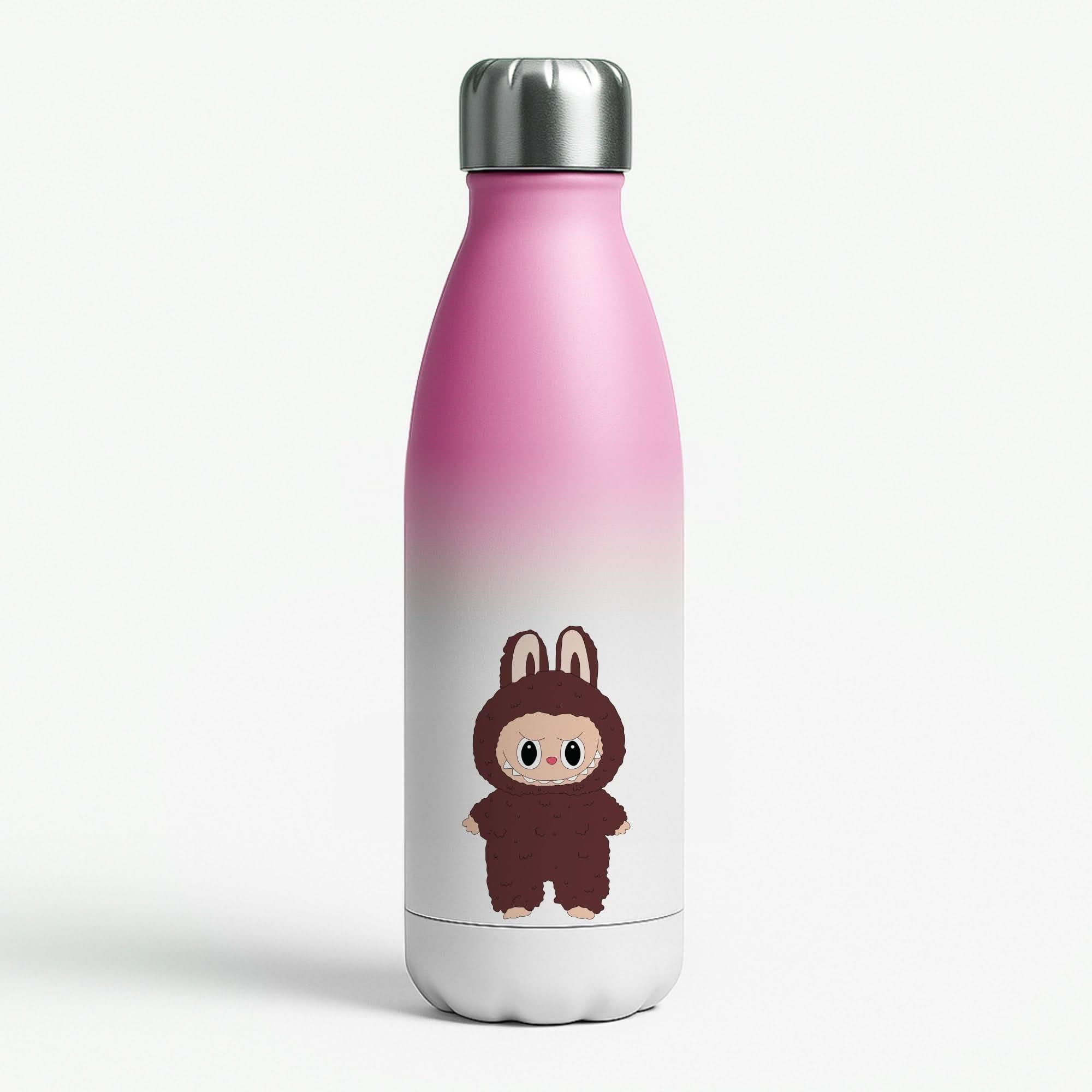 Cute Brown Monster Pink Water Bottle