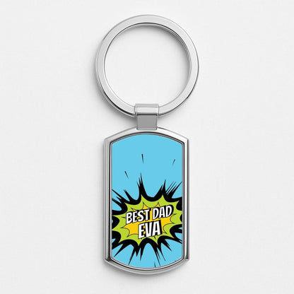 Comic Book Best Dad Eva Silver Metal Keyring