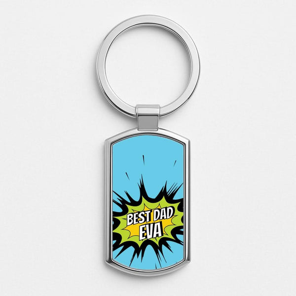 Comic Book Best Dad Eva Silver Metal Keyring