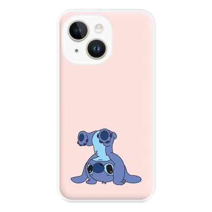 Cute Blue Alien Handstand iPhone 14 Plus Case