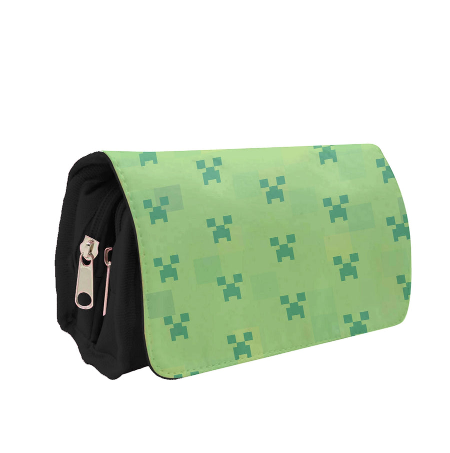 Creeper Pattern Green Pencil Case