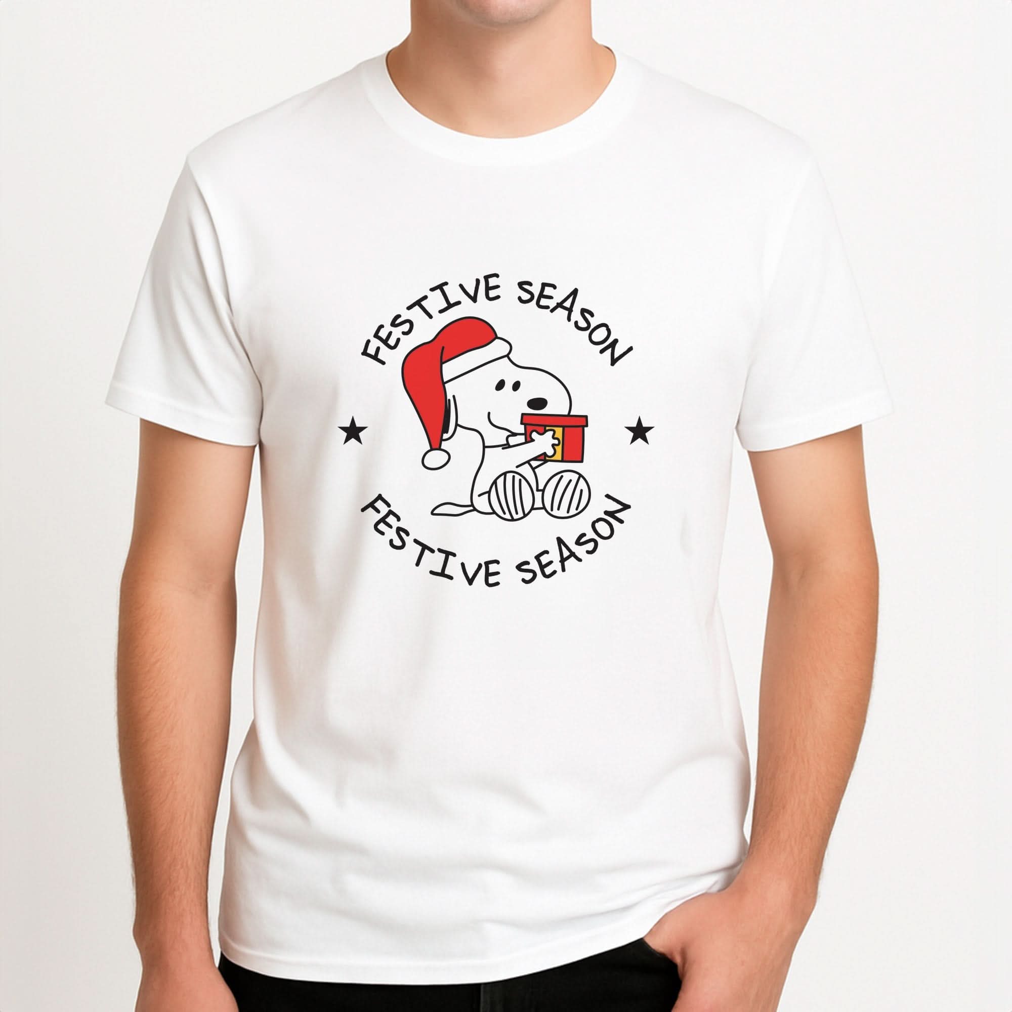 Cartoon Beagle Festive Season Mens T-Shirt