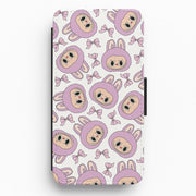 Cute Purple Monster And Bows Pattern Flip / Wallet Phone Case 1