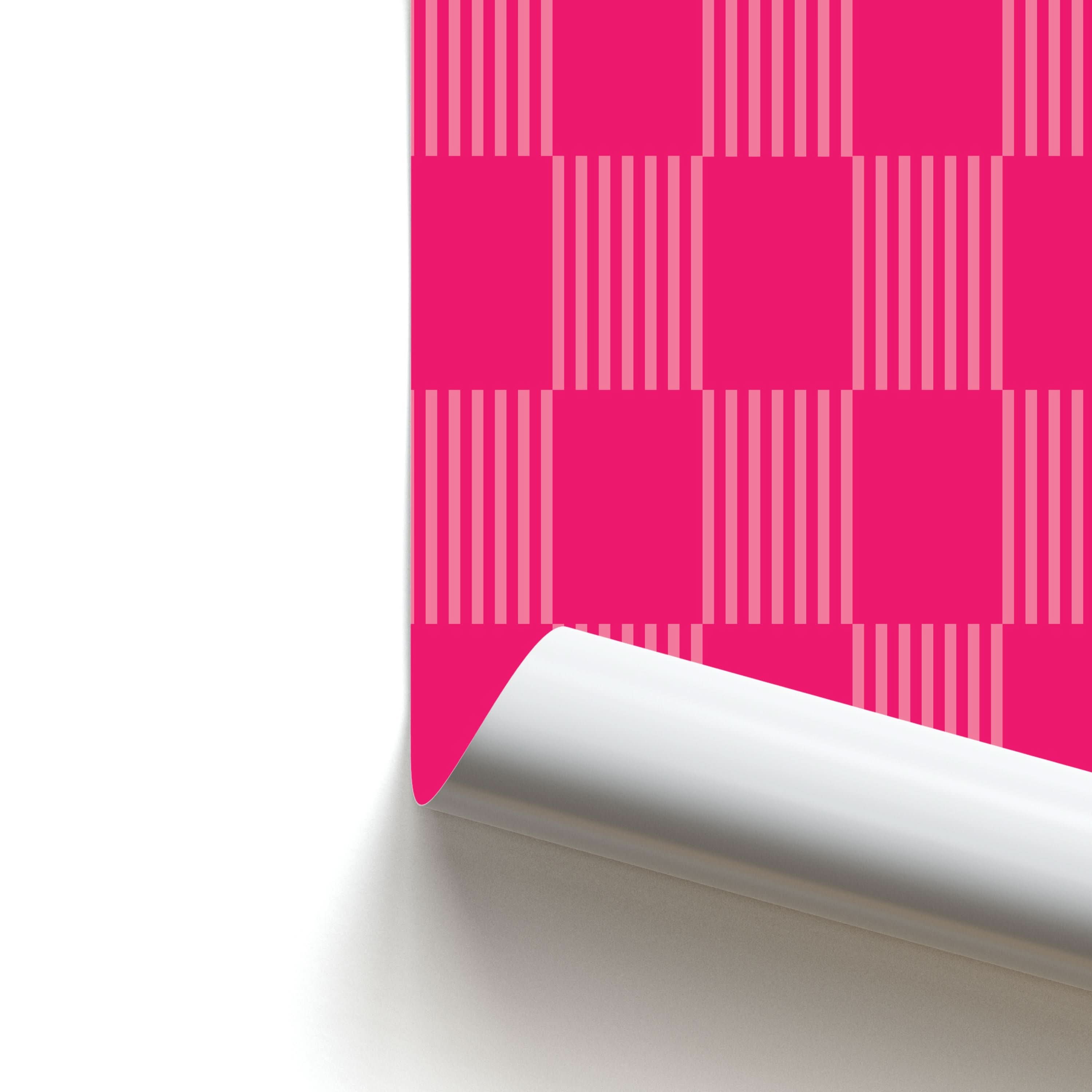 Neon Pink Checkered Abstract Pattern Poster