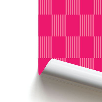 Neon Pink Checkered Abstract Pattern Poster