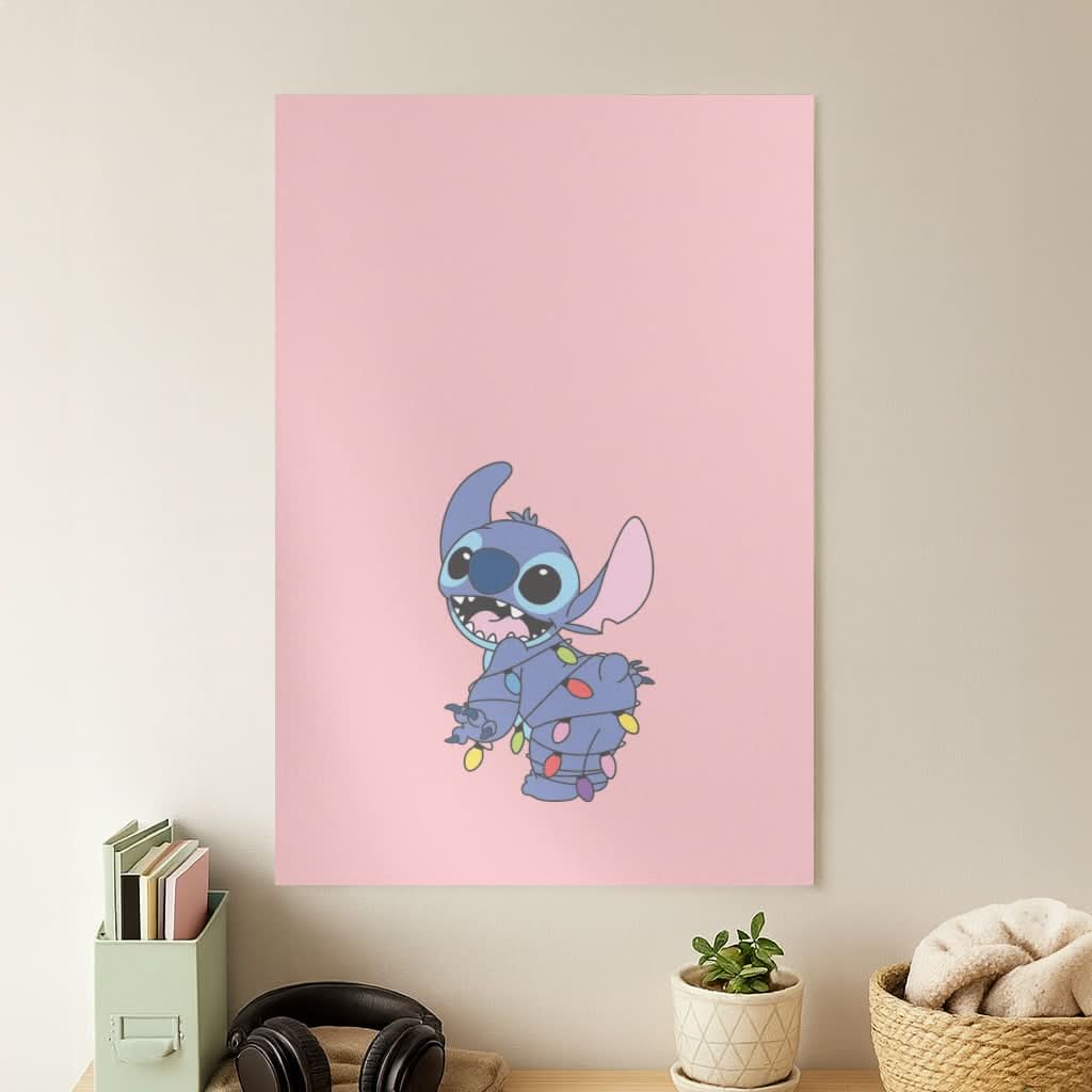 Cute Blue Alien Fairylights Poster