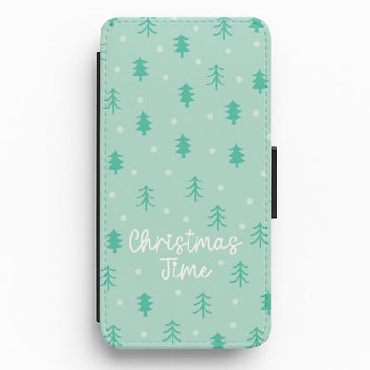 Cute Xmas Trees Pattern Flip / Wallet Phone Case