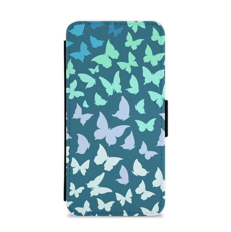 Blue Gradient Butterfly - Butterfly Patterns Flip / Wallet Phone Case