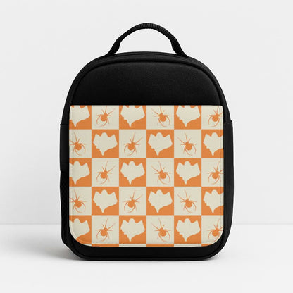 Spiders And Ghosts Checkered Pattern II Insulated Lunch Bag