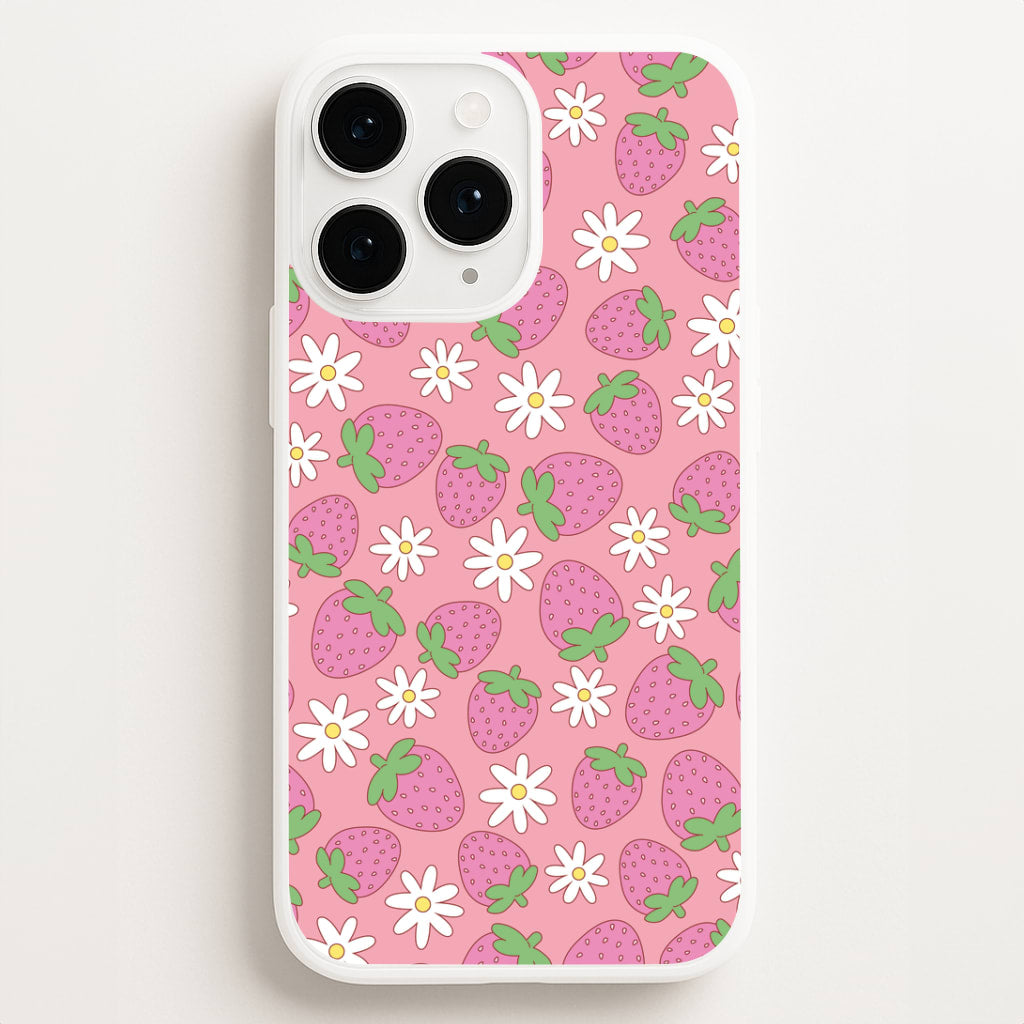 Pink Strawberries - Spring Patterns Phone Case for iPhone, Samsung Galaxy and Google Pixel