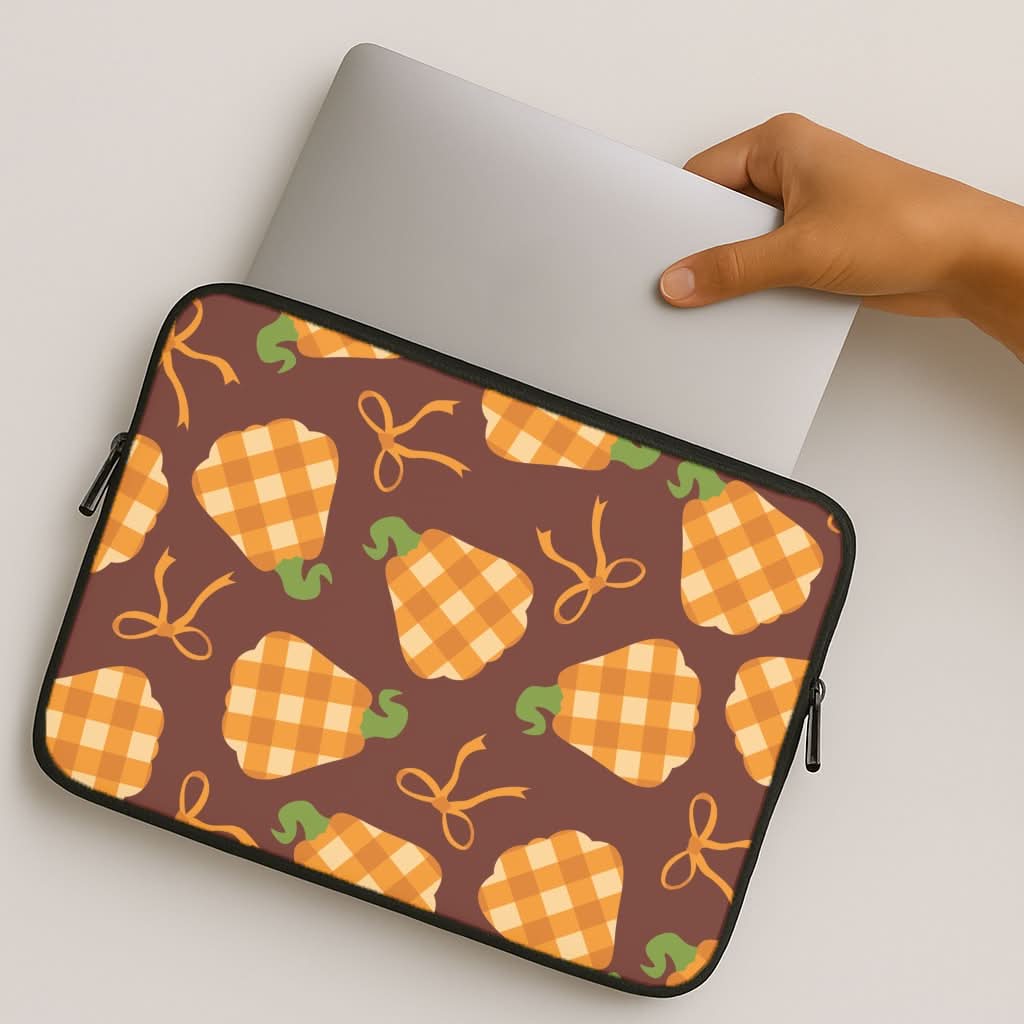 Tartan Pumpkins And Bows Pattern MacBook Cover