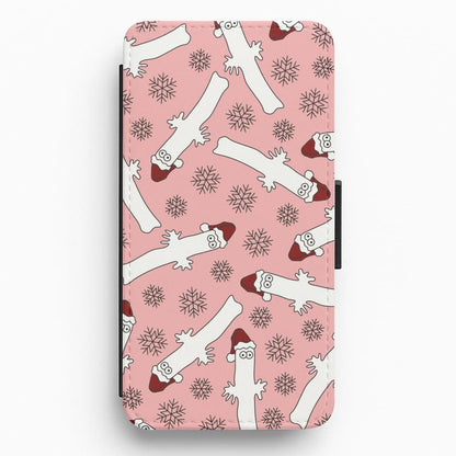 Wiggly Moom Xmas Hat Pattern Flip / Wallet Phone Case